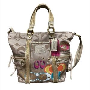 Coach Gold and Tan Shoulder Bag with Timeless Elegance